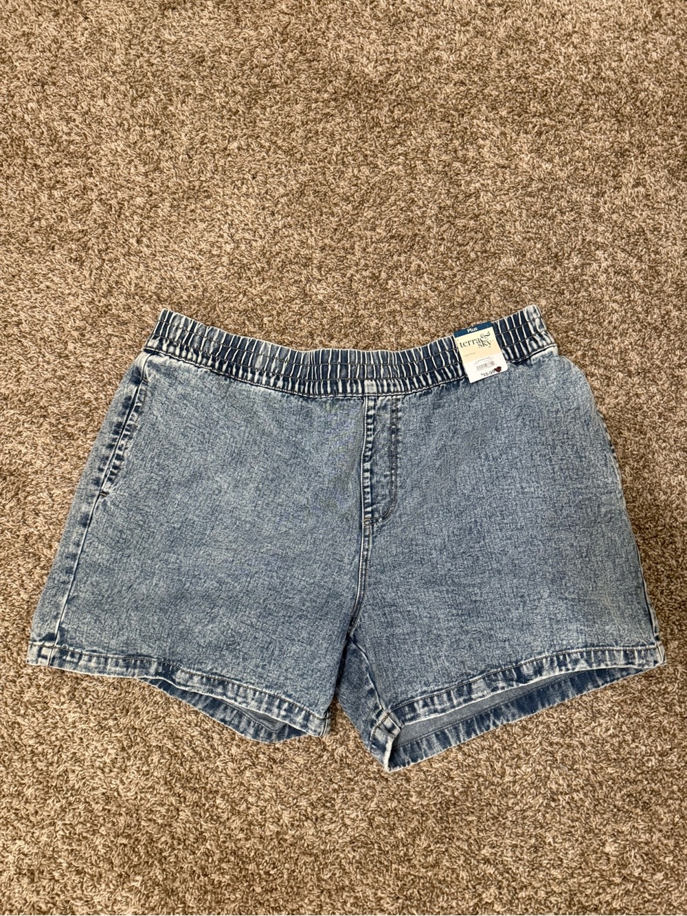 Terra & Sky Light Blue Elastic-Waist Denim Shorts
